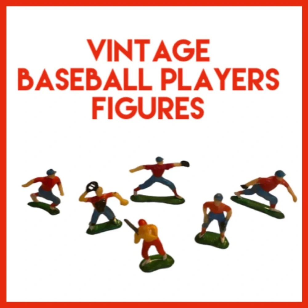Vintage Action Figures Sports Baseball Toppers Toy Set Collectible 6pc Bundle